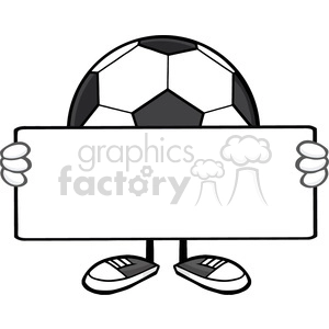 Soccer Ball Mascot Holding Blank Sign