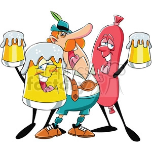 oktoberfest beer man and sausage characters