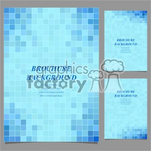 This clipart image depicts a brochure background in a grid or mosaic pattern. The primary color is light blue with variations in the shade creating a tiled appearance. The text 'BROCHURE BACKGROUND' is centered in dark blue along with some placeholder text below.