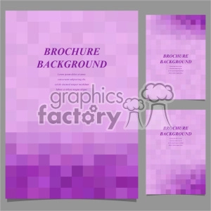 Clipart image of a brochure background with a pixelated design in shades of purple. The design includes varying sizes of pink and purple square blocks, creating a mosaic effect. The image displays the text 'BROCHURE BACKGROUND' in capital letters, with placeholder text below.