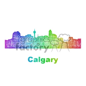 colorful city skyline vector clipart CAN Calgary