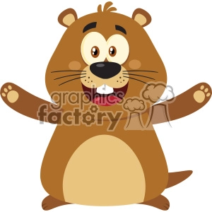 10629 Royalty Free RF Clipart Happy Marmot Cartoon Mascot Character With Open Arms Vector Flat Design