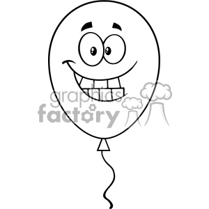 10751 Royalty Free RF Clipart Smiling Black And White Balloon Cartoon Mascot Character Vector Illustration