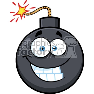 Cartoon Smiling Bomb with Lit Fuse