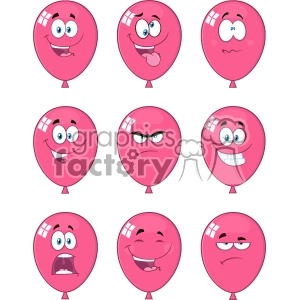 Set of pink ballons with different faces