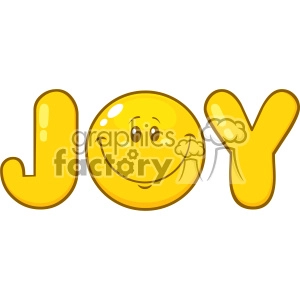 10845 Royalty Free RF Clipart Joy Yellow Logo With Smiley Face Cartoon Character Vector Illustration