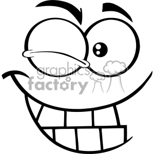 Black And White Smiling Cartoon Funny Face With Smiley Expression 