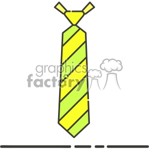A clipart image of a yellow and green striped necktie.
