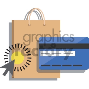 online shopping with credit card vector icon