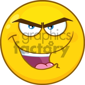 Royalty Free RF Clipart Illustration Evil Yellow Cartoon Smiley Face Character With Bitchy Expression Vector Illustration Isolated On White Background