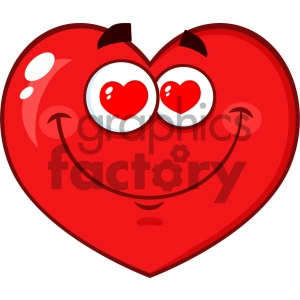 Infatuated Red Heart Cartoon Emoji Face Character With Hearts Eyes Vector Illustration Isolated On White Background