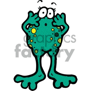 Cartoon Frog - Surprised Green Frog