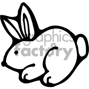 The image is a simple black and white line drawing of a rabbit or bunny. The image shows a side profile of the rabbit with visible ears, body, and facial features.
