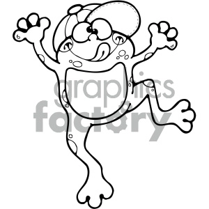Happy Cartoon Frog Line Drawing