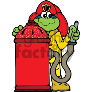 fire fighting frog cartoon vector art