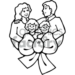 black and white family vector art