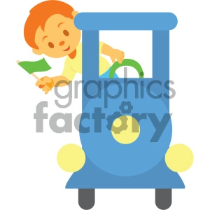 boy on a train vector illustration