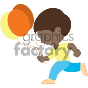 african american boy running with balloons vector illustration