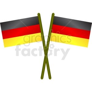 The clipart image shows two crossed flags with a black, red, and yellow color scheme, which are the colors of the German national flag.