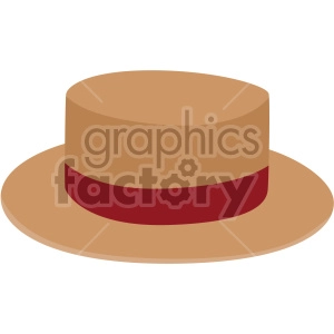 A clipart image of a brown top hat with a red band around its base.