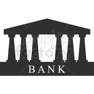 A clipart image of a classical bank building with columns and the word 'BANK' written beneath it.