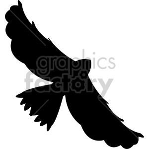 Silhouette of a bird in flight clipart image.