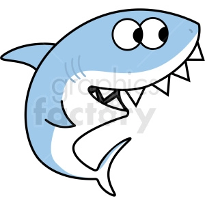silly blue cartoon shark with large teeth vector