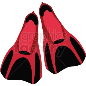 red scuba swimming flippers vector clipart