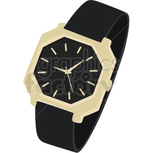 vector black and gold wrist watch no background