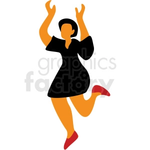 woman with black dress dancing vector clipart