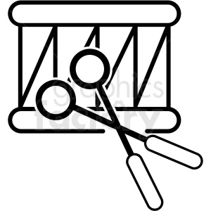 Clipart image showing a drum and sticks for playing it