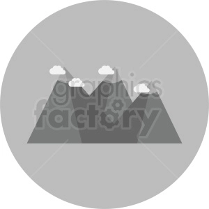 mountain range with clouds vector on circle background