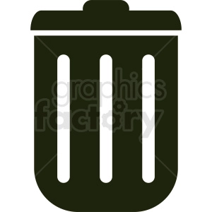 The clipart image shows a simple black and white icon of a trash can, commonly used to represent throwing away or disposing of garbage or waste.
