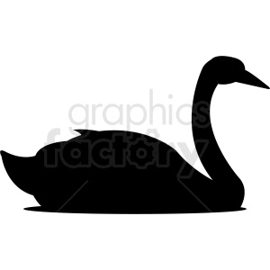 Silhouette clipart of a swan swimming on water.