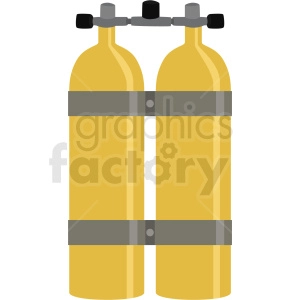 yellow double scuba diver tank vector clipart
