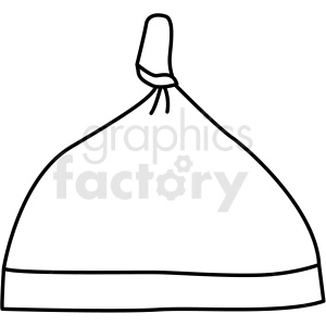 A simple black and white clipart image of a beanie hat with a pom-pom on top.