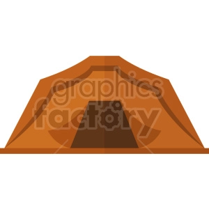 A simple clipart illustration of a brown camping tent, typically used for outdoor activities like hiking and camping.