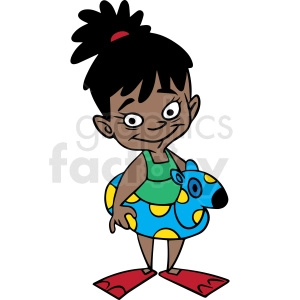 hispanic cartoon child ready for swimming vector