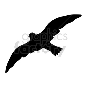 Silhouette of a bird in flight, showcasing its wings and beak prominently.