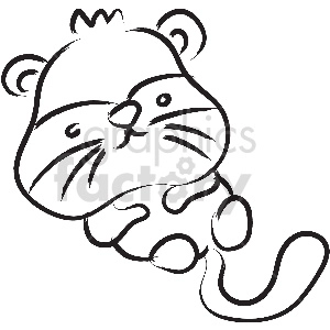 black and white otter vector clipart
