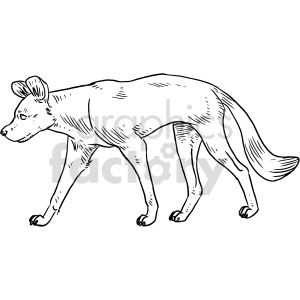 wild dog black and white clipart