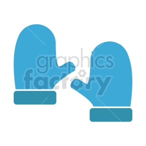 A pair of blue winter mittens clipart image.