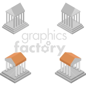 isometric greek temple vector icon clipart 1