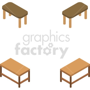 isometric wooden table vector icon clipart 1
