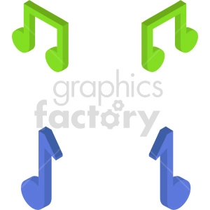 isometric music notes vector icon clipart 1