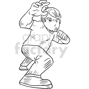 guy in defensive stance vector graphic clipart