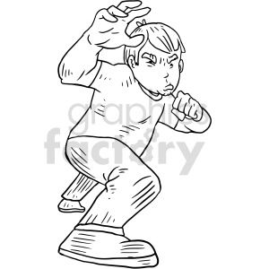 Guy in defensive stance vector graphic clipart