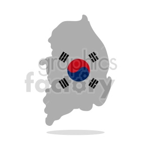 South Korea vector clipart with drop shadow