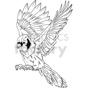 black and white flying bird vector clipart