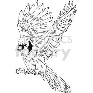 Black and white flying bird vector clipart